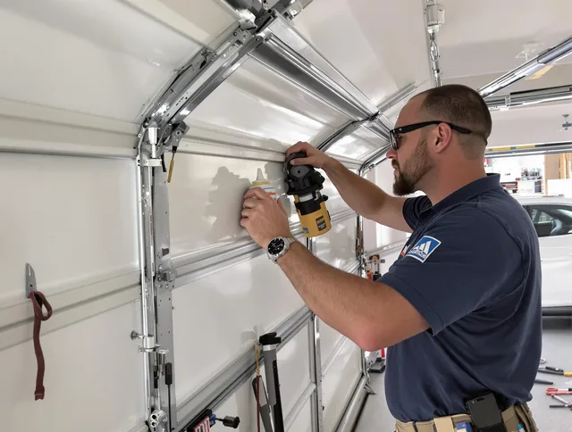 Parma Garage Door Repair technician quieting a noisy garage door in Parma