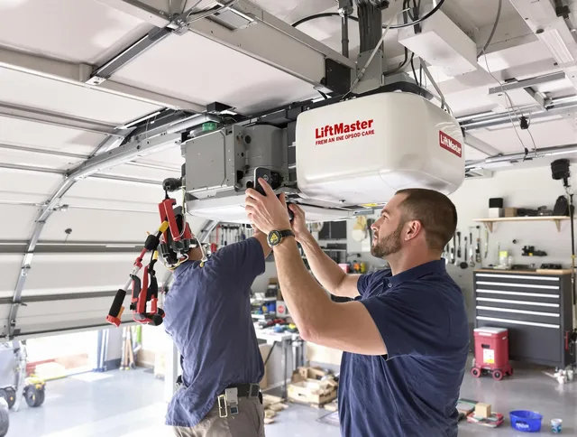 Parma Garage Door Repair technician performing advanced diagnostics on garage opener in Parma