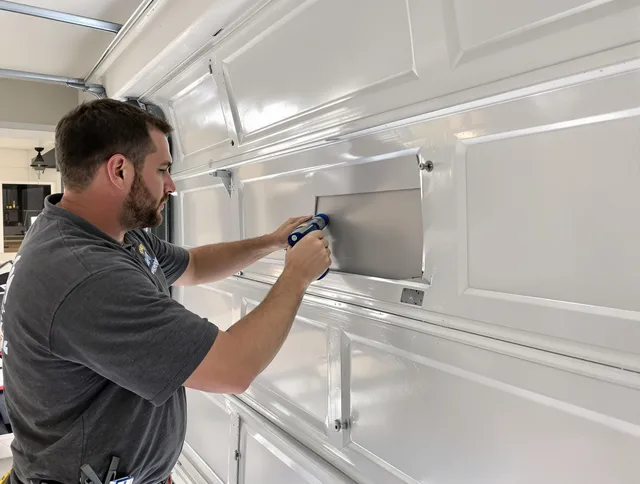 Garage door panel repair by Parma Garage Door Repair in Parma
